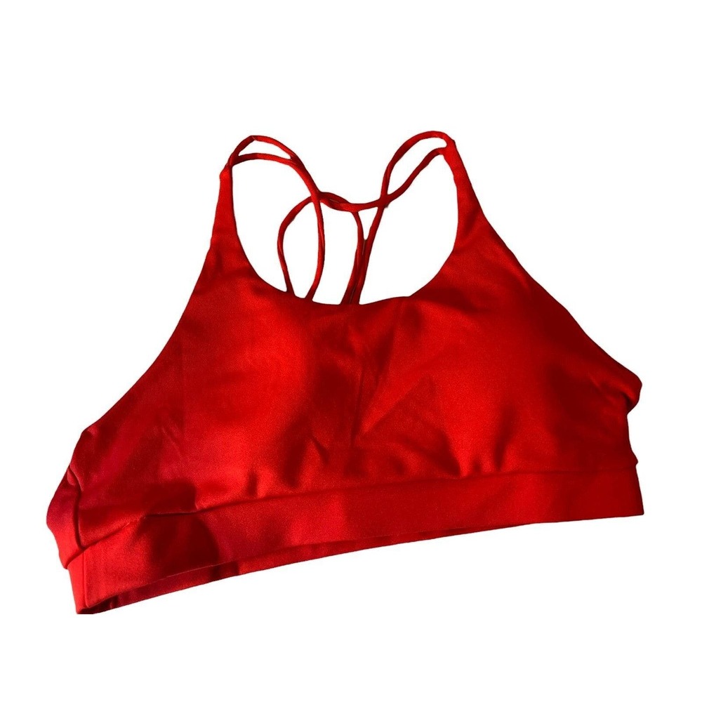 DIDK Woman's Solid Red strappy Back Top Swimwear Woman's Size Large New